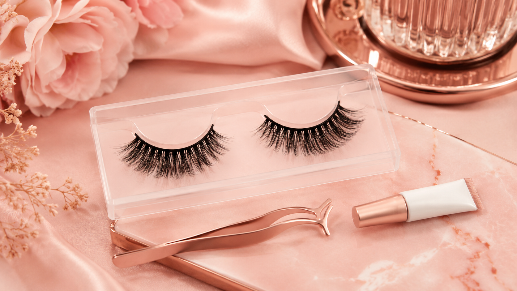 Products for false lashes lash glue and lash applicator tools