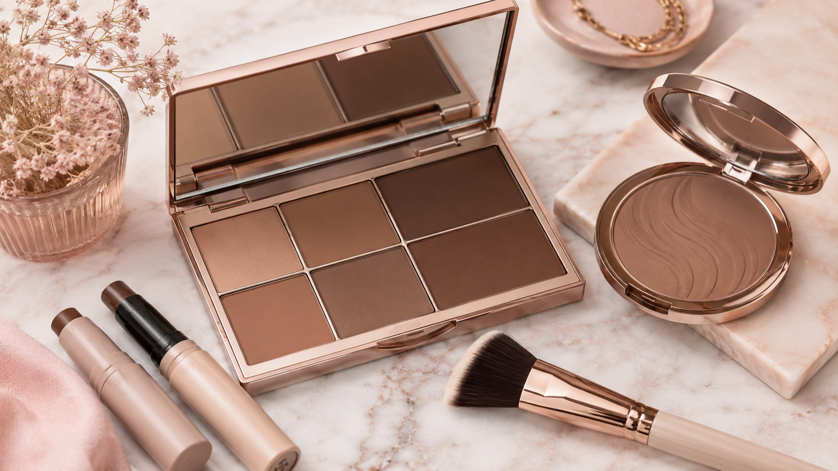 Products for contour palettes contour sticks and face shaping makeup