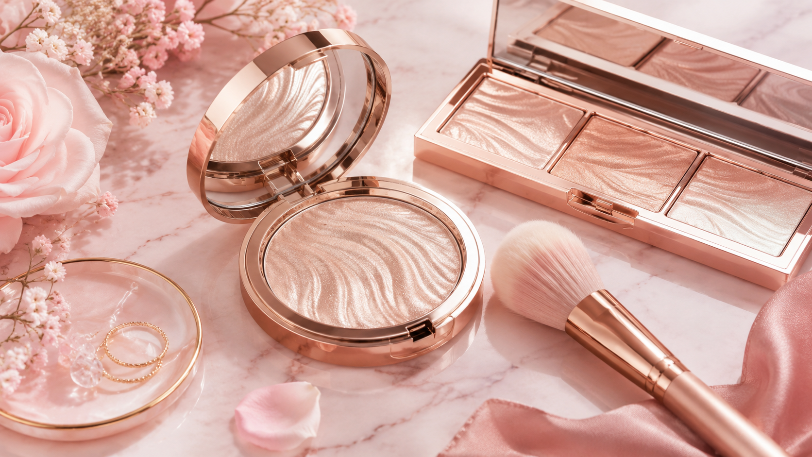 Products for highlighter glow powder and liquid highlighter
